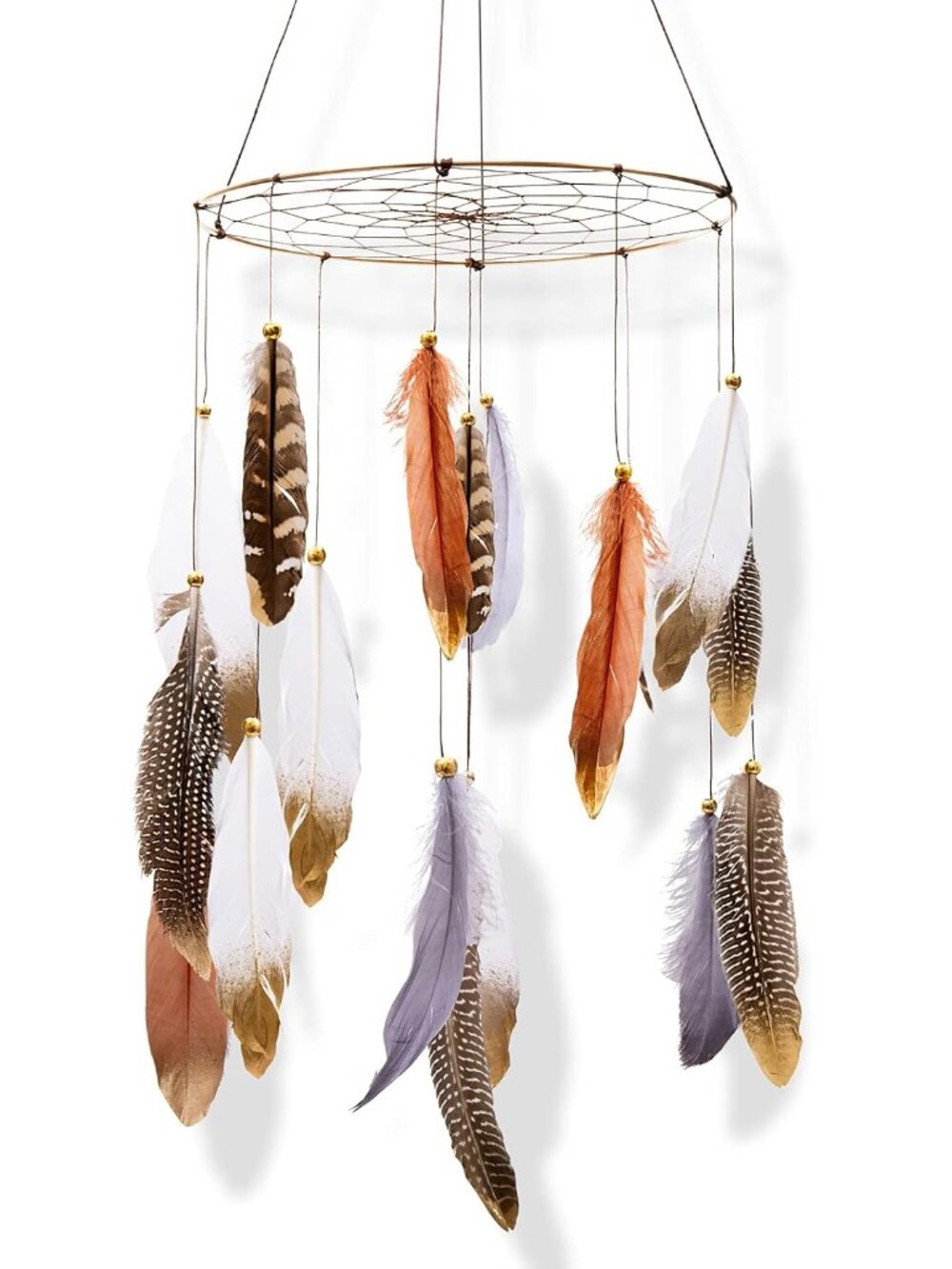 Boho Feather Dreamcatcher Mobile, Woven Web Wall Hanging, Room Decor Gift